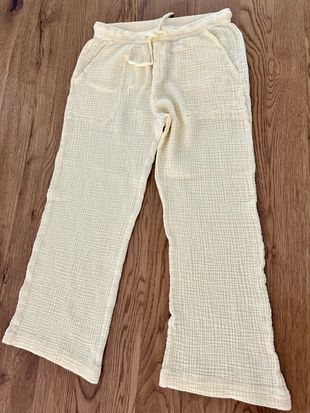 Splendid Soft Cream Gauze Lounge Pants with Drawstring
